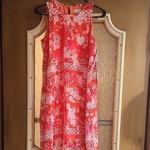 Calvin Klein Floral Mini Dress - Red and White